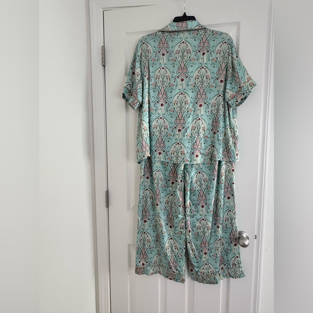 Disney Mint Green Floral Pajama Shirt with Belle patch - Picture 8 of 9
